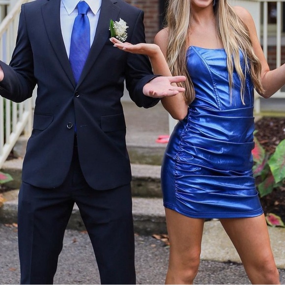 Revolve Supedown Blue Metallic Mini Dress -XS - Picture 1 of 5